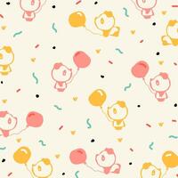 schattig baby panda bears met ballonnen verjaardag patroon vector