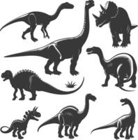 silhouet prehistorisch dinosaurus divers zwart kleur enkel en alleen vector