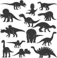 silhouet prehistorisch dinosaurus divers zwart kleur enkel en alleen vector