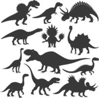 silhouet prehistorisch dinosaurus divers zwart kleur enkel en alleen vector