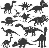 silhouet prehistorisch dinosaurus divers zwart kleur enkel en alleen vector