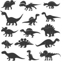 silhouet prehistorisch dinosaurus divers zwart kleur enkel en alleen vector