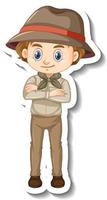 jongen in safari outfit stripfiguur sticker vector