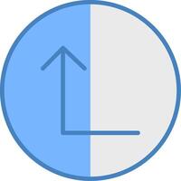 beurt omhoog lijn gevulde blauw icoon vector