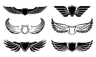 Abstracte veren vleugels pictogrammen instellen vector
