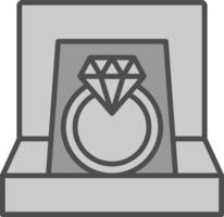 diamant ring lijn gevulde grijswaarden icoon ontwerp vector