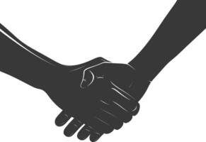silhouet toetreden handen Holding in harmonie en vrede tussen races vector
