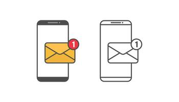 smartphone en e-mail melding vector pictogram teken op witte achtergrond