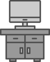 TV tafel lijn gevulde grijswaarden icoon ontwerp vector