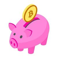 bitcoin piggy concepten vector