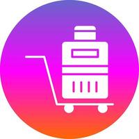 bagage trolley glyph helling cirkel icoon ontwerp vector