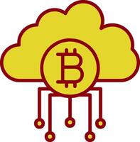 wolk bitcoin wijnoogst icoon ontwerp vector