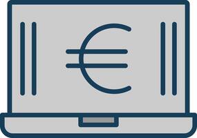 euro laptop lijn gevulde grijswaarden icoon ontwerp vector
