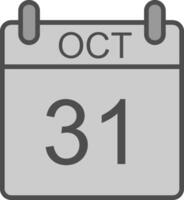 oktober lijn gevulde grijswaarden icoon ontwerp vector