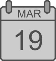 maart lijn gevulde grijswaarden icoon ontwerp vector