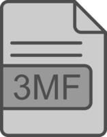 3mf het dossier formaat lijn gevulde grijswaarden icoon ontwerp vector