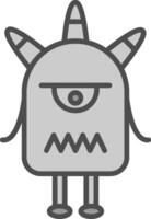monster lijn gevulde grijswaarden icoon ontwerp vector