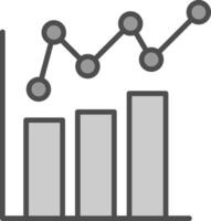 bar tabel lijn gevulde grijswaarden icoon ontwerp vector