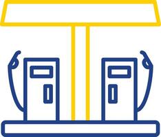 gas- station lijn twee kleur icoon ontwerp vector