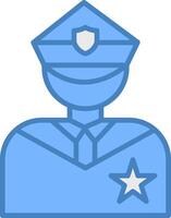 Politie lijn gevulde blauw icoon vector