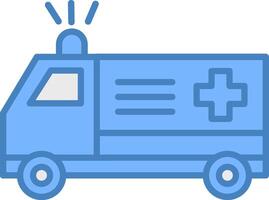 ambulance lijn gevulde blauw icoon vector