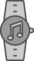 muziek- lijn gevulde grijswaarden icoon ontwerp vector