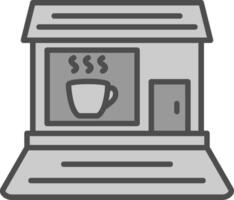 koffie winkel lijn gevulde grijswaarden icoon ontwerp vector