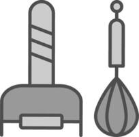 keuken gereedschap lijn gevulde grijswaarden icoon ontwerp vector