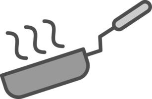 frituren pan lijn gevulde grijswaarden icoon ontwerp vector