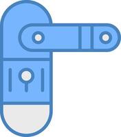 deur slot lijn gevulde blauw icoon vector