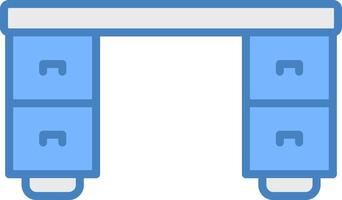 bureau lijn gevulde blauw icoon vector