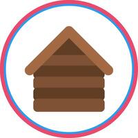houten huis vlak cirkel icoon vector