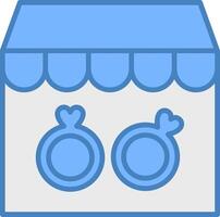 ringen winkel lijn gevulde blauw icoon vector