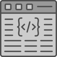 codering lijn gevulde grijswaarden icoon ontwerp vector