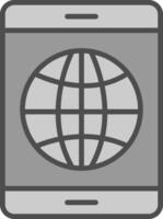 aarde wereldbol lijn gevulde grijswaarden icoon ontwerp vector