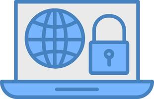 internet veiligheid lijn gevulde blauw icoon vector