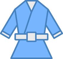 kimono lijn gevulde blauw icoon vector