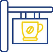 cafe bewegwijzering lijn twee kleur icoon ontwerp vector
