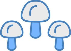champignons lijn gevulde blauw icoon vector