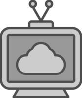 televisie lijn gevulde grijswaarden icoon ontwerp vector