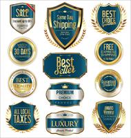 Luxe premium gouden insignes en labels vector