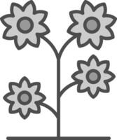 bloem lijn gevulde grijswaarden icoon ontwerp vector