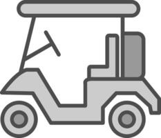 golf caddy lijn gevulde grijswaarden icoon ontwerp vector