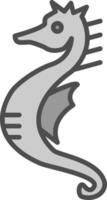 zeepaardje lijn gevulde grijswaarden icoon ontwerp vector