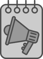 kladblok lijn gevulde grijswaarden icoon ontwerp vector