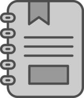notitieboekje lijn gevulde grijswaarden icoon ontwerp vector