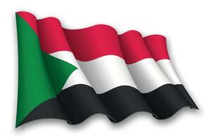 realistisch golvend vlag van Soedan vector