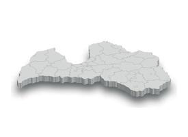 3d Letland wit kaart met Regio's geïsoleerd vector