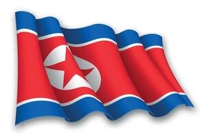 realistisch golvend vlag van noorden Korea vector