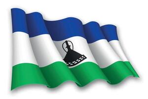 realistisch golvend vlag van Lesotho vector